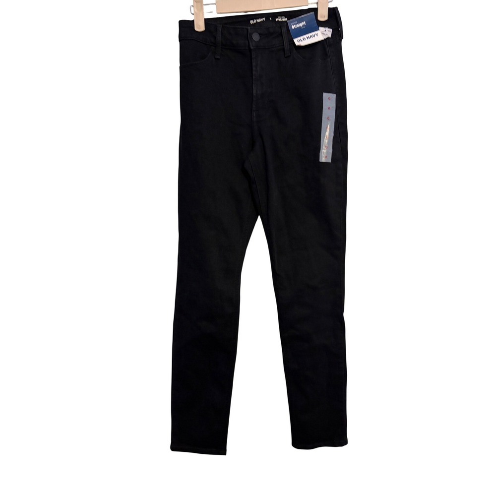 Old Navy Womens High Rise Straight Leg Jeans Black Size 0 NWT 734893-00-1